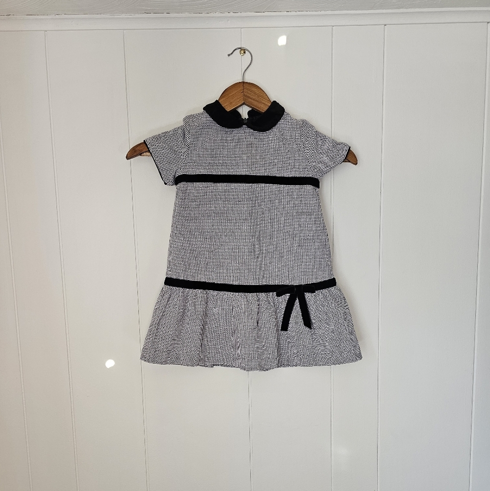 Vintage LULI & ME Houndstooth Peter Pan Collar Drop Waist Toddler Dress